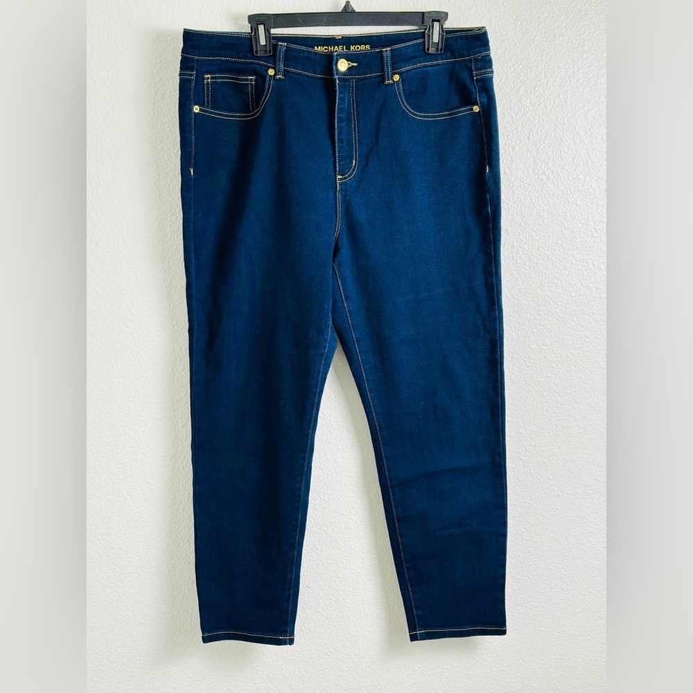 Michael Kors Selma Skinny Jeans In Dark Wash Blue Denim Size 16 - Picture 1 of 12